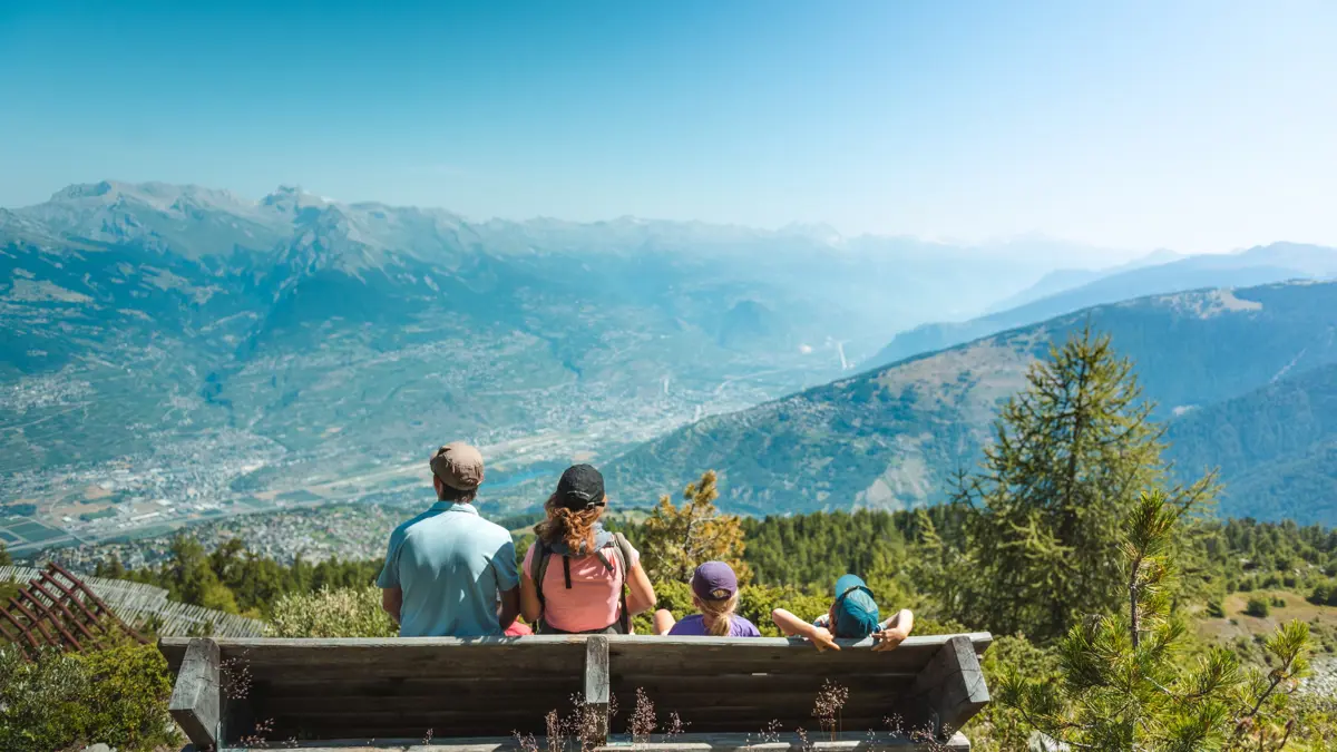 Nendaz viewpoint family enjoying the view