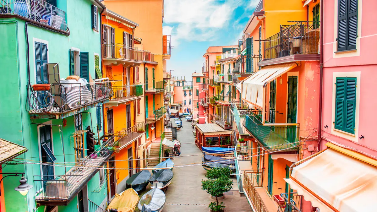 Colourful streets in Manarola 