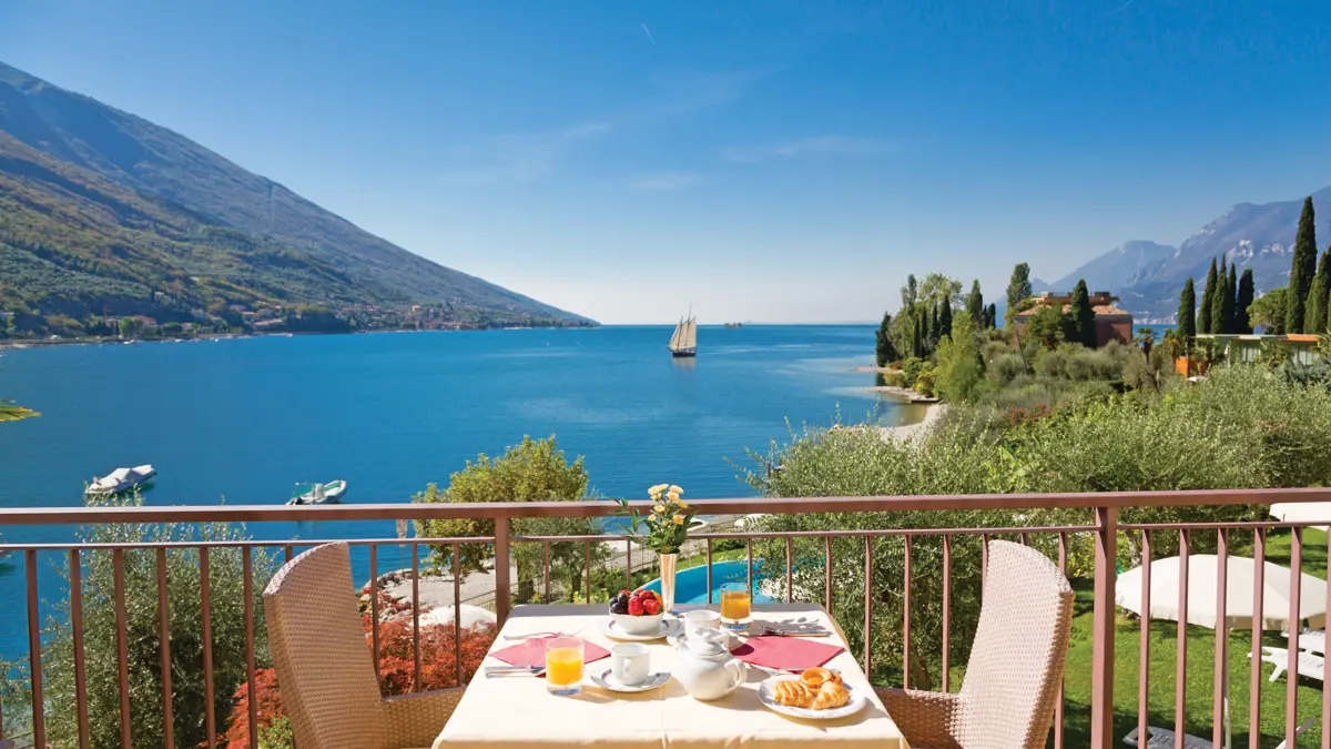 Hotel Maximillian Malcesine Dining Terrace With View Of Lake Garda