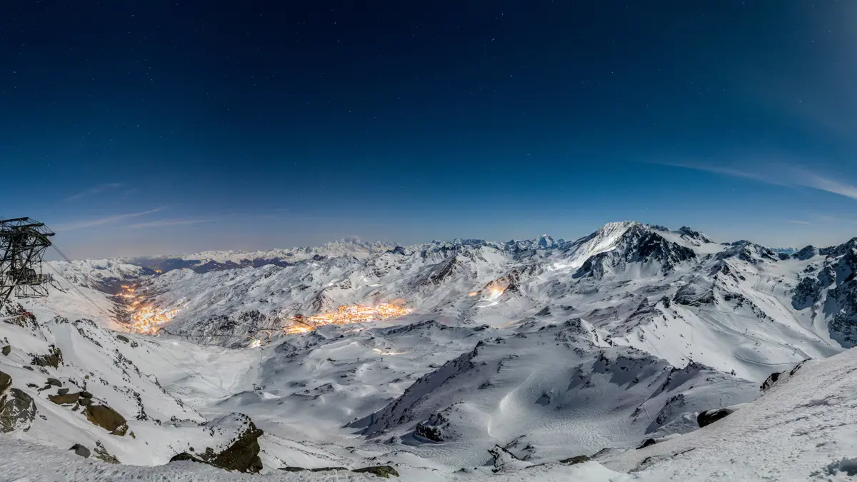 Val Thorens Three Valleys Ski Area At Night