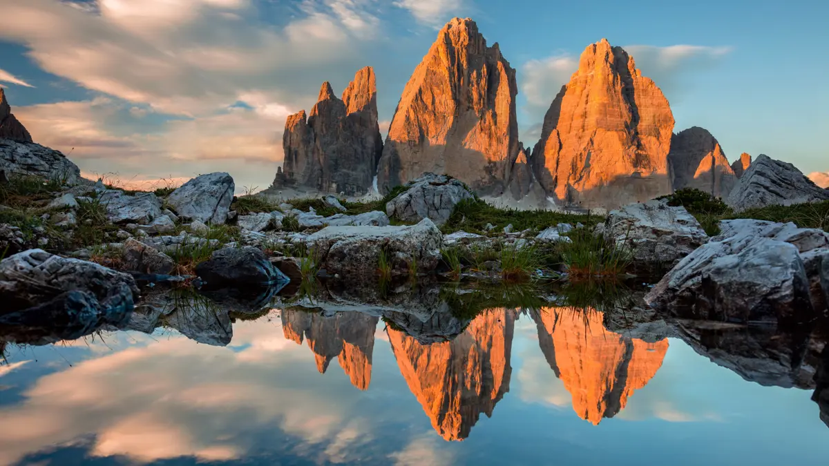Tre Cime Di Lavaredo Sundown Dolomites Italy
