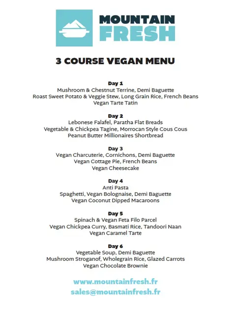 3 Course Vegan Menu From MF