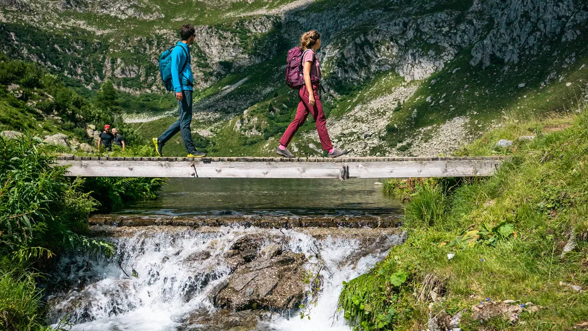 Walking through Brenta Dolomites landscapes, Madonna di Campiglio, Italy Holidays