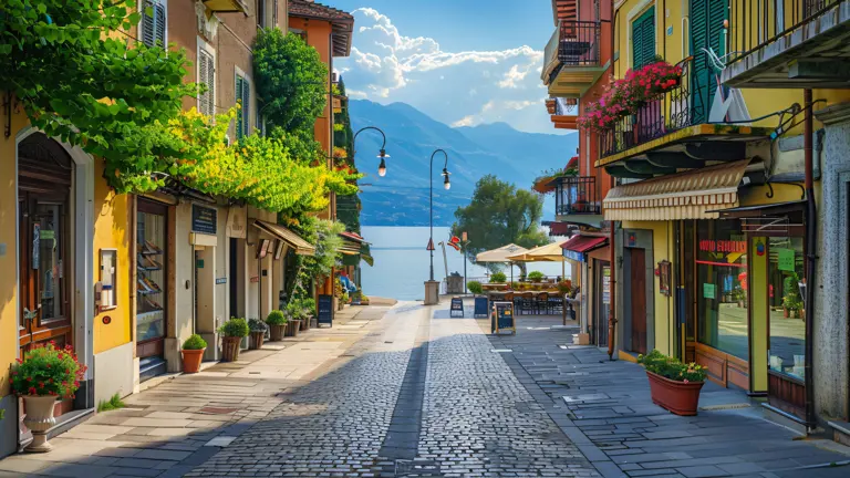 Lake Iseo Cobbled Street In Iseo Town