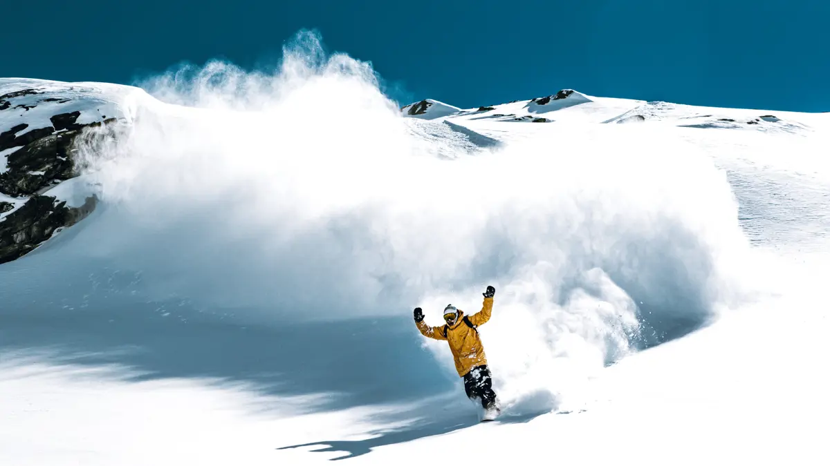 Saas Fee Switzerland Freeride Snowboarder