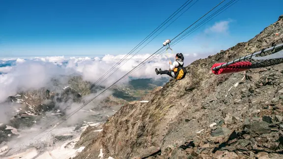 Zip-lining at Mont Fort in Nendaz