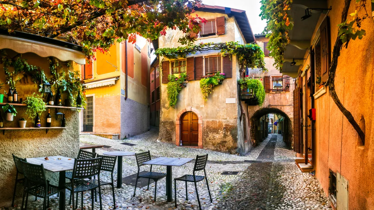 Cobbled Streets in Malcesine Old Town, Italy
