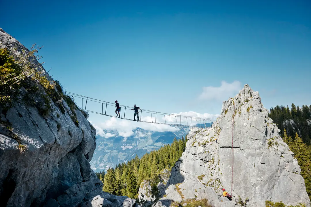 Via Ferrata Ergglen on the Klewenalp with suspension bridge ©Beat Brechbühl/Lucerne Tourism