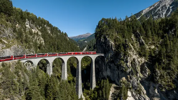 Bernina express on the Landwasser viaduct