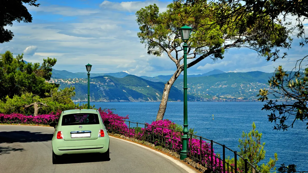Road between Portofino and Santa Margherita, Liguria Summer Holidays, Italy