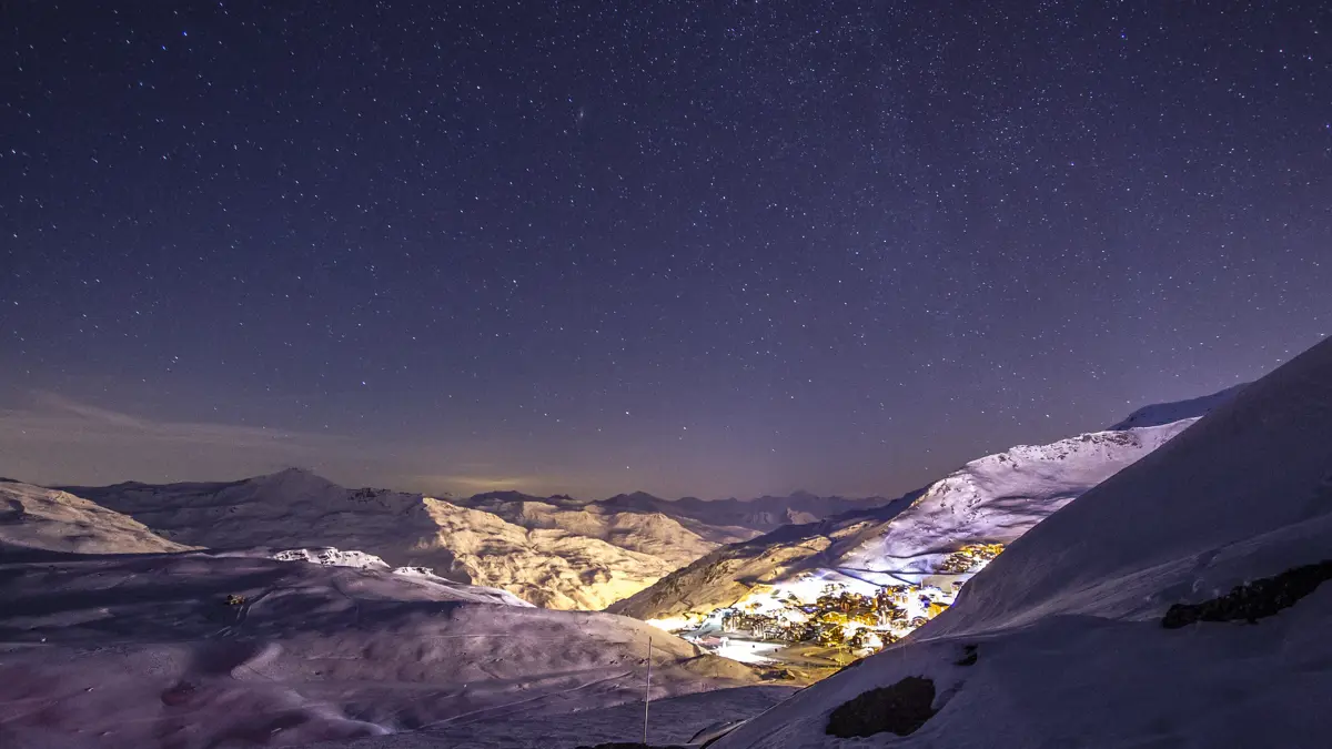 Val Thorens Three Valleys Ski Area Resort At Night 4