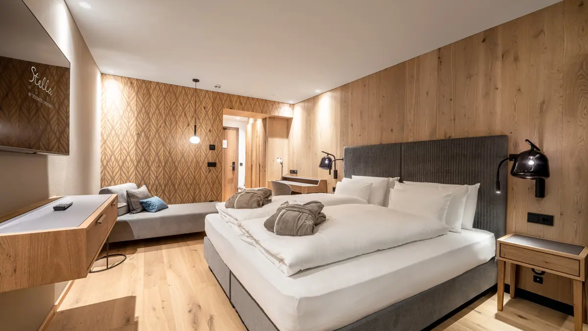 Inghams Italy Dolomites Selva Hotel Stella Deluxe Bedroom