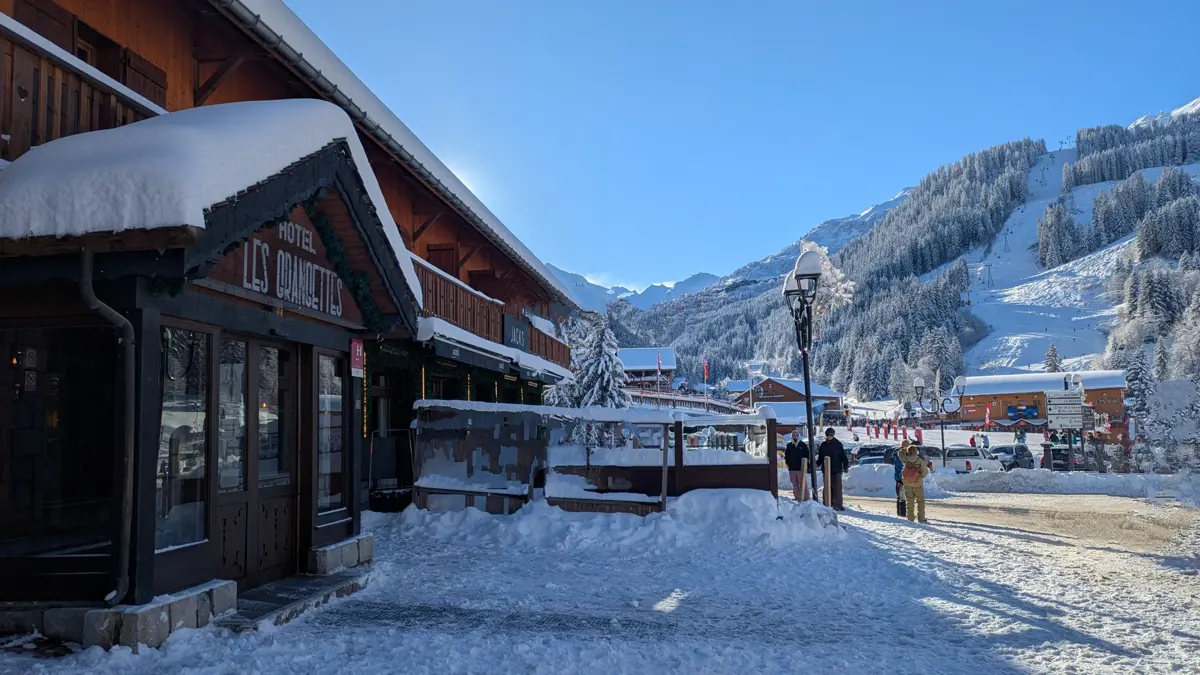 Hotel Grangettes Meribel Snowy Exterior