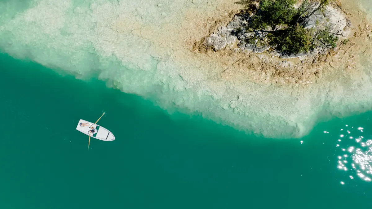 St.Gilgen Rowing Boat On Lake From Above