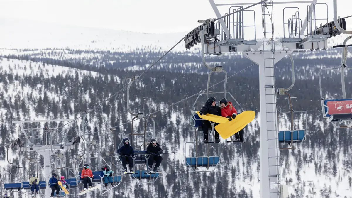 Saariselka Finland tobogganing and skiing 