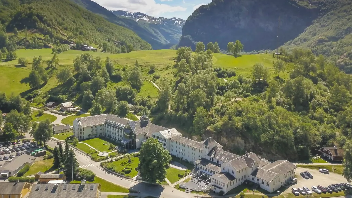 Fretheim Hotel Flam Aurland From Above Copyright @Norwaysbest