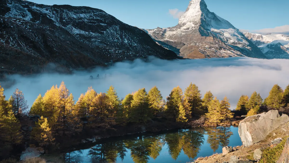 Grindjisee Mountain Lake With Matterhorn View