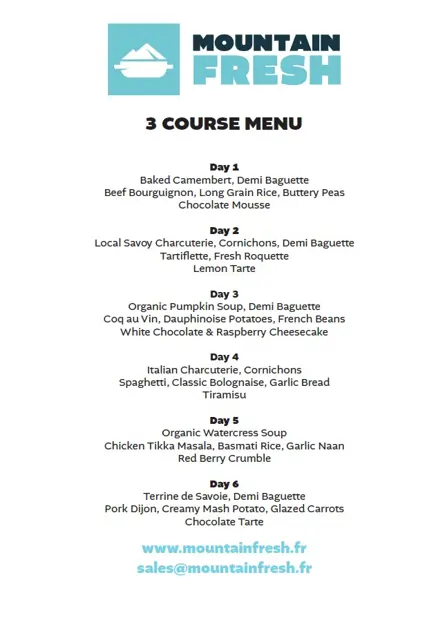 3 Course Menu From MF