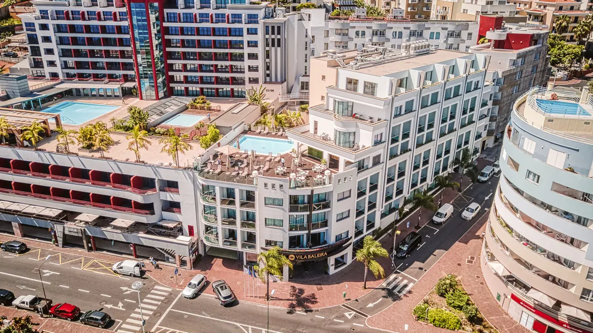 Vila Baleira Funchal Aerial View Of The Hotel And The Rooftop Pool