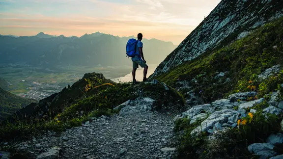 Montreux hiker at Rocher de Naye