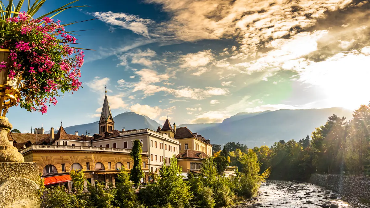 Merano, South Tyrol, Merano's Passer River at Sunset