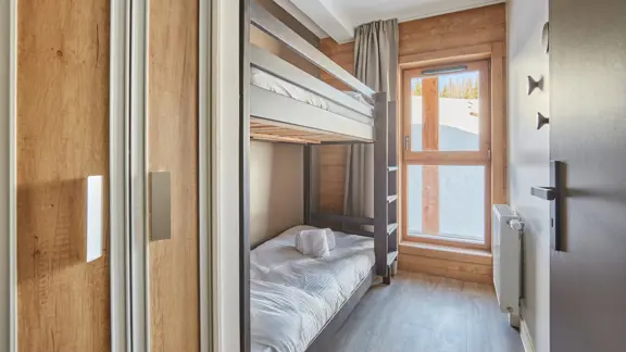 One bedroom apartment sleeping alcove with bunk beds