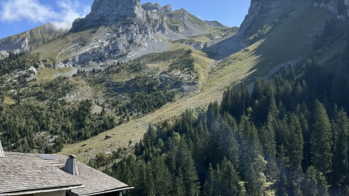 La Clusaz La Trou De La Mouche Self Guided Walk Chalet Le Paccaly And Looking Back Up To The Descent