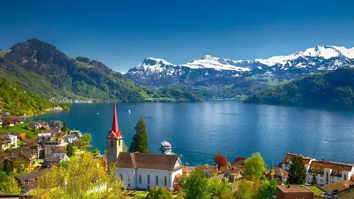 Lucerne Weggis Town Just Across The Lake Adobestock 120898818