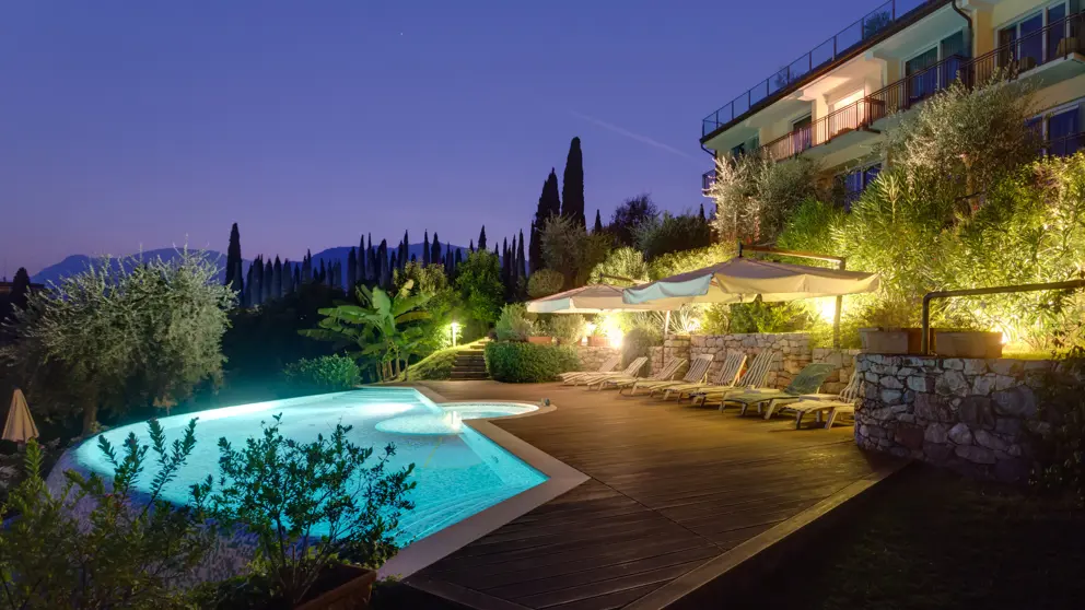 Hotel Maximillian, Malcesine, Pool at Night [5]