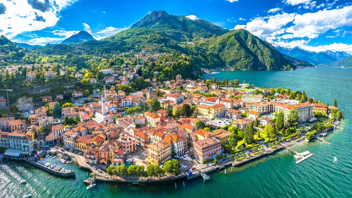Menaggio, Lake Como, Panoramic View with Mountain Backdrop