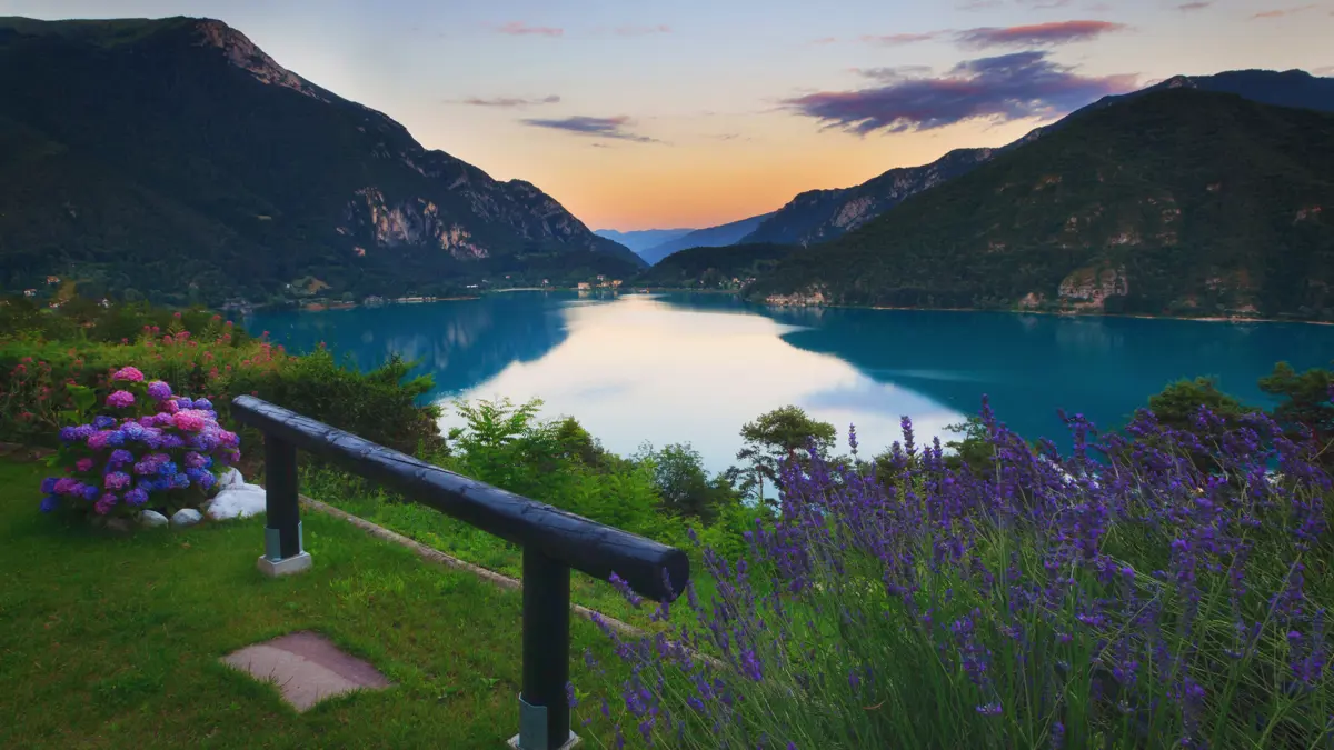 Lavendar And Lake Views At Sunset Lake Ledro