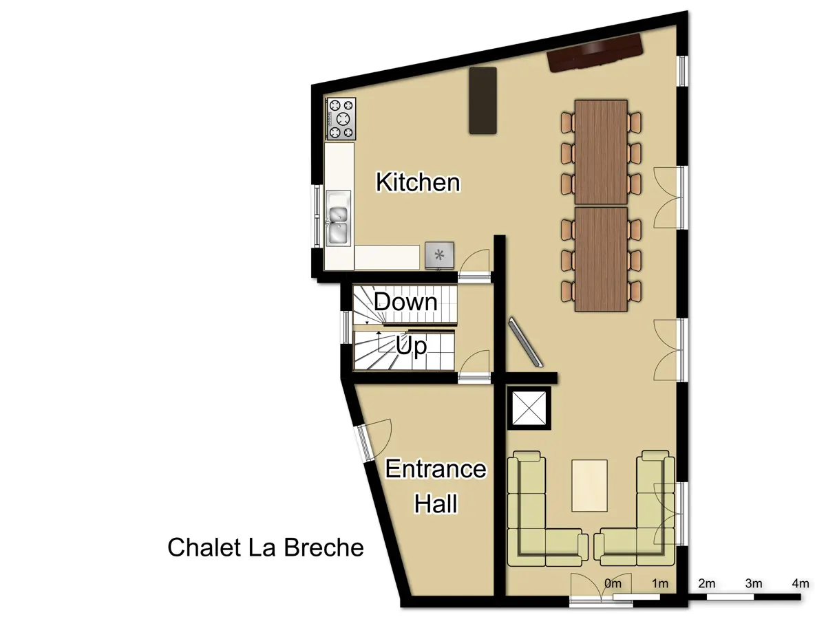 Chalet La Breche Alpe d'Heuz Floor Plan Ground Floor