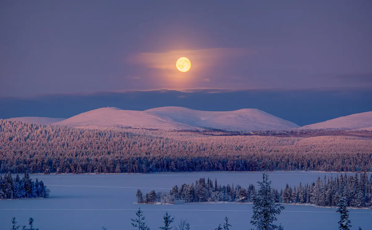 Muonio Finland Moon And Fells