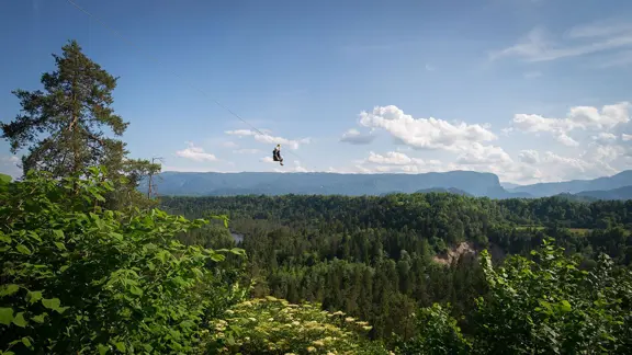 Ziplining views Lake Bled, Slovenia