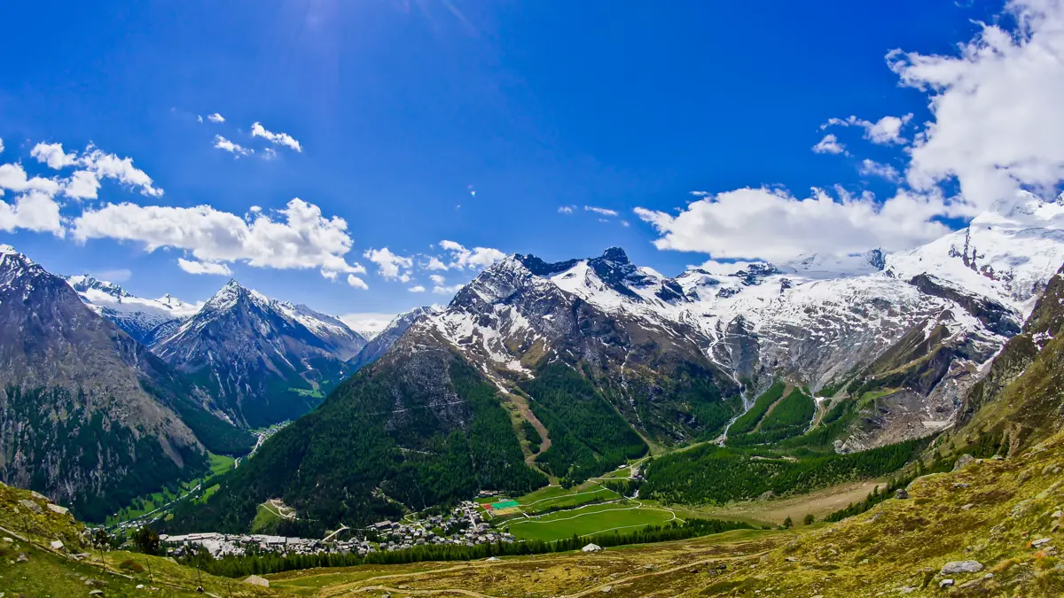 Saas Fee and surrounding mountains